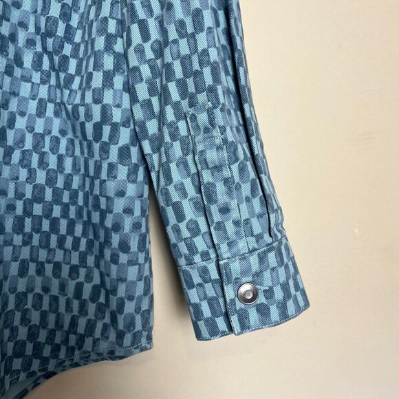 Future Collective Gabriella Johnson Denim Shirt Jacket Womens XL Blue Checkered - Picture 4 of 7